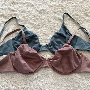 SKIMS Dual-Tone Bra Set - Dusty Rose and Slate Blue